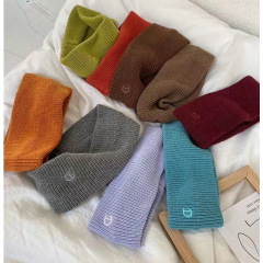 Promotional custom embroidery logo headbands outdoor winter knitted headband for women