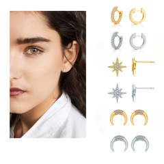 amazon ins women fashion gold silver circle rhinestone stud earring for lady girls gift with loop