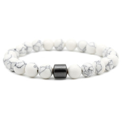Amazon Hot Selling Custom 8mm Magnetic Charm Beads Stretch Natural Stone Lava Bead Bracelet For Couple