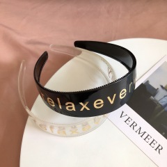 Wholesale ins fashion gold black plastic word letter fall hair accessories women headbands hairband