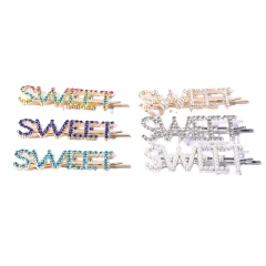 2020 new style custom girls colorful rhinestone letter SWEET hair pins with words 2020 new style custom girls colorful rhinestone letter SWEET hair pins with words