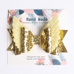 Wholesale bulk hair bow alligator clips leather material glyte children's hair ornament