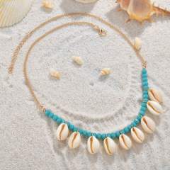 Unique women beach summer vocation holiday cowrie natural sea shell necklace