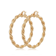 Wholesale gold plated twisted rope 60mm lady hoop earrings drop dangling earring