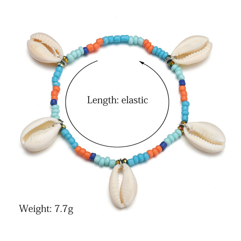 Creative Bohemia Retro Beach sea shell blue red bead bracelet anklets for women Creative Bohemia Retro Beach sea shell blue red bead bracelet anklets for women