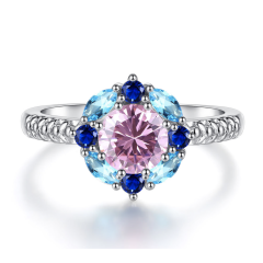 Women dress gold rhodium plated rainbow diamonds wedding rings