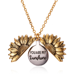 Custom Women Jewelry Sunflower Openable Lettering Pendant Personalized Letters necklaces for gift Custom Women Jewelry Sunflower Openable Lettering Pendant Personalized Letters necklaces for gift
