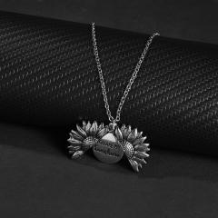 Fashion Women Jewelry Openable Pendant Personalized Letters Name Custom Sunflower Necklaces