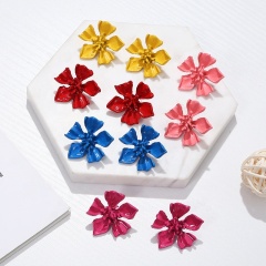 2020 new factory hot sale colored handmade earrings jewelry petal handmade  flower hoop earrings
