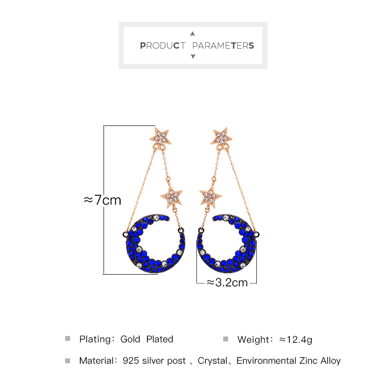 2019 Wholesale lovely silver gold half shape sailor moon star earring