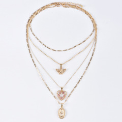 wish Amazon ins fashion gold angle heart multi layered chain choker necklace set for women lady girls