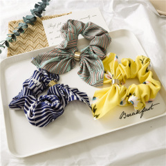 Bulk custom girls women printing knotted rabbit ears scrunchies for hair