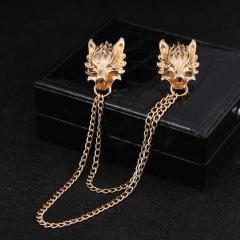 Wholesale custom high quantity lapel pin collar pin shirt golden metal brooch stud tassel tiger brooches for men Wholesale custom high quantity lapel pin collar pin shirt golden metal brooch stud tassel tiger brooches for men