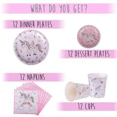 Children's Unicorn kid Party Supply Pack Set Rainbow Birthday Banner pink