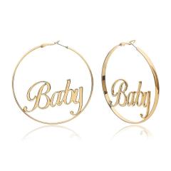 New fashion personality geometric exaggerated temperament circle letter earrings