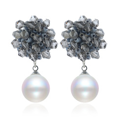 Bohemian national style exaggerated dangler women beads modern pearl earring