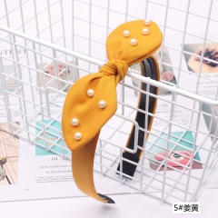 Korean fashion cute handmade teenager girls rabbit ear pearl bow headbands