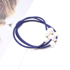 Jewelry handmade knotted rope hair tie black elastic custom elastic hair tie with pearls