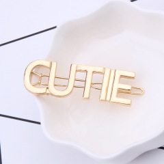 Custom gold alloy women bling rhinestone crystal letter hair clips hair pins with words