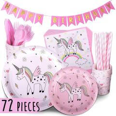 Children's Unicorn kid Party Supply Pack Set Rainbow Birthday Banner pink Children's Unicorn kid Party Supply Pack Set Rainbow Birthday Banner pink