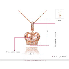 Fashion amazon woman gift rose plate gold diamond crown pendant necklace