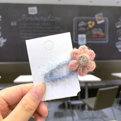 Wholesale handmade plush candy colors hair ornament flower hair clip in china