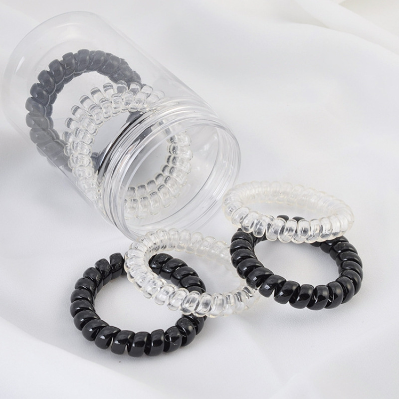 Pink transparent Elastic ropes ponytail holder Scrunchies Girl Coil Rings Hair bands