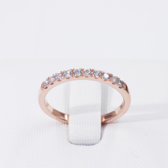 Round brilliant cut diamond  925 sterling silver gold plated silver moissanite ring