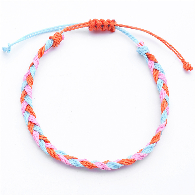 Multi color rope water proof Cord woven twisted adjustable braided bracelet