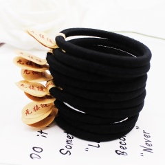 Handmade custom elastic hair tie pure black seamless high elastic hair tie with logo