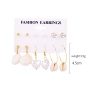 2020 ins new vintage 6 pair zircon  pearl shell hanging  earrings set combination for women