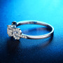 High quality 925 Sterling Silver Bow bowknot shaped Heart Stone adjustable Ring