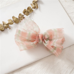 Summer hot sale gauze lattice organza bow hair clips for beautiful girls