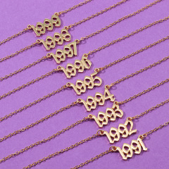Amazon hot sale custom vintage fashion jewelry birth year numbers necklaces for women or men