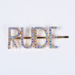 Wholesale hair clip letter english alphabet women's pearl rhinestone hairpin fine hair accessories