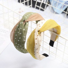 Wholesale Elegant Ladies Hair Accessories Polyester Fabric Dot Hair Band