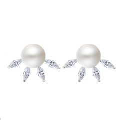 Elegant Natural Freshwater Pearl Earrings For Women S925 Sterling Silver Earring stud