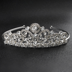 Bride silver women rhinestone  crystal wedding round  bridal tiaras  crown