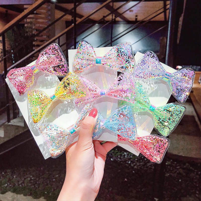 Lovely glitter colorful transparent kids bows hair clips for teen girls Lovely glitter colorful transparent kids bows hair clips for teen girls