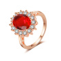 White Gold Plated Zirconia Prong Setting Round Cut Blue Sapphire Engagement Ring