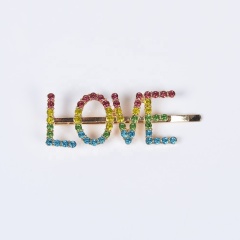 2020 Autumn and winter words hair clip flash geometric letters rhinestone crystal hairpin LOVE word hair clip