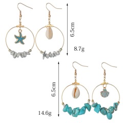 2019 New design geometric dangle sea shell long hoop earrings for women