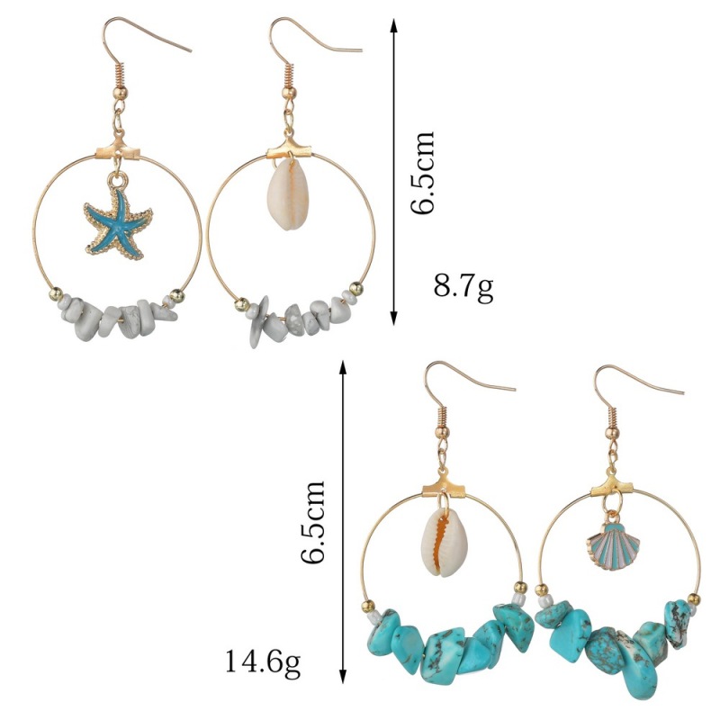 2019 New design geometric dangle sea shell long hoop earrings for women 2019 New design geometric dangle sea shell long hoop earrings for women
