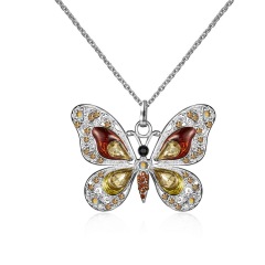 Amazon Hot Sale Vintage Women jewelry Rhinestone butterfly necklaces for women