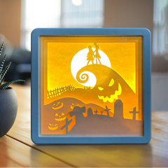 wholesale custom 3d frame Paper cut shadow led night Light lamp box for birthday gift