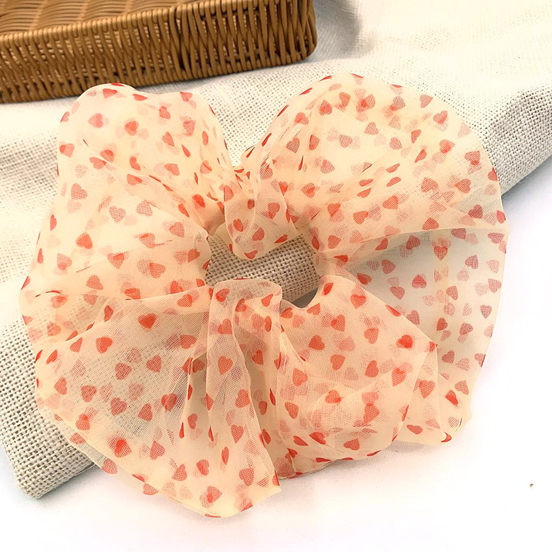Wholesale summer large transparent heart organza hair scrunchies for women
