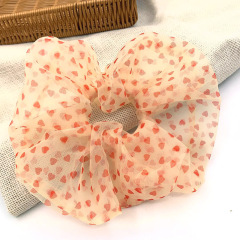 Wholesale summer large transparent heart organza hair scrunchies for women