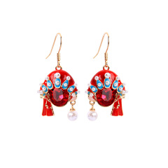 Fashion women 925 sterling silver pearl Peking Opera chinese style earring