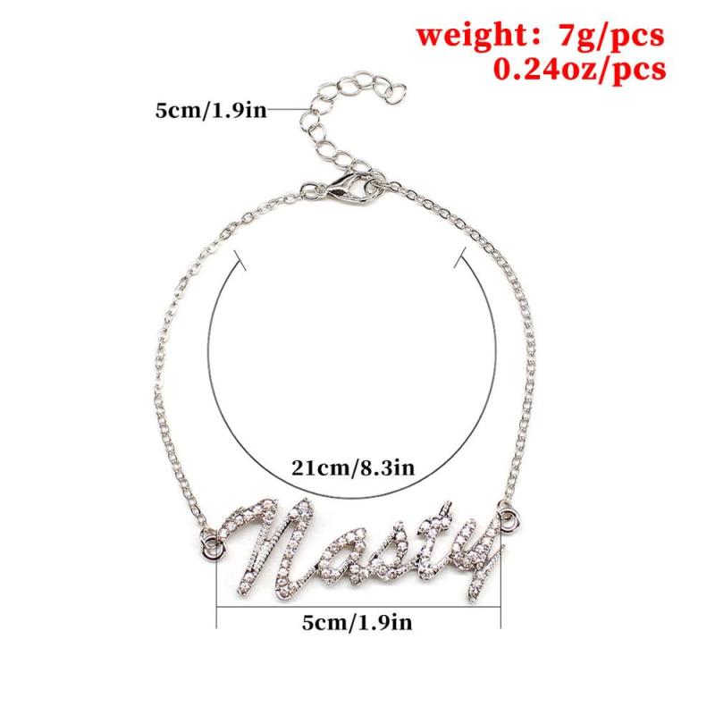 wholesale custom bohemian metal chain women jewelry crystal letter anklets