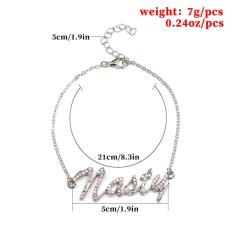wholesale custom bohemian metal chain women jewelry crystal letter anklets